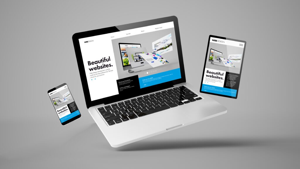 flying tablet, laptop and mobile phone showing builder website - choozs